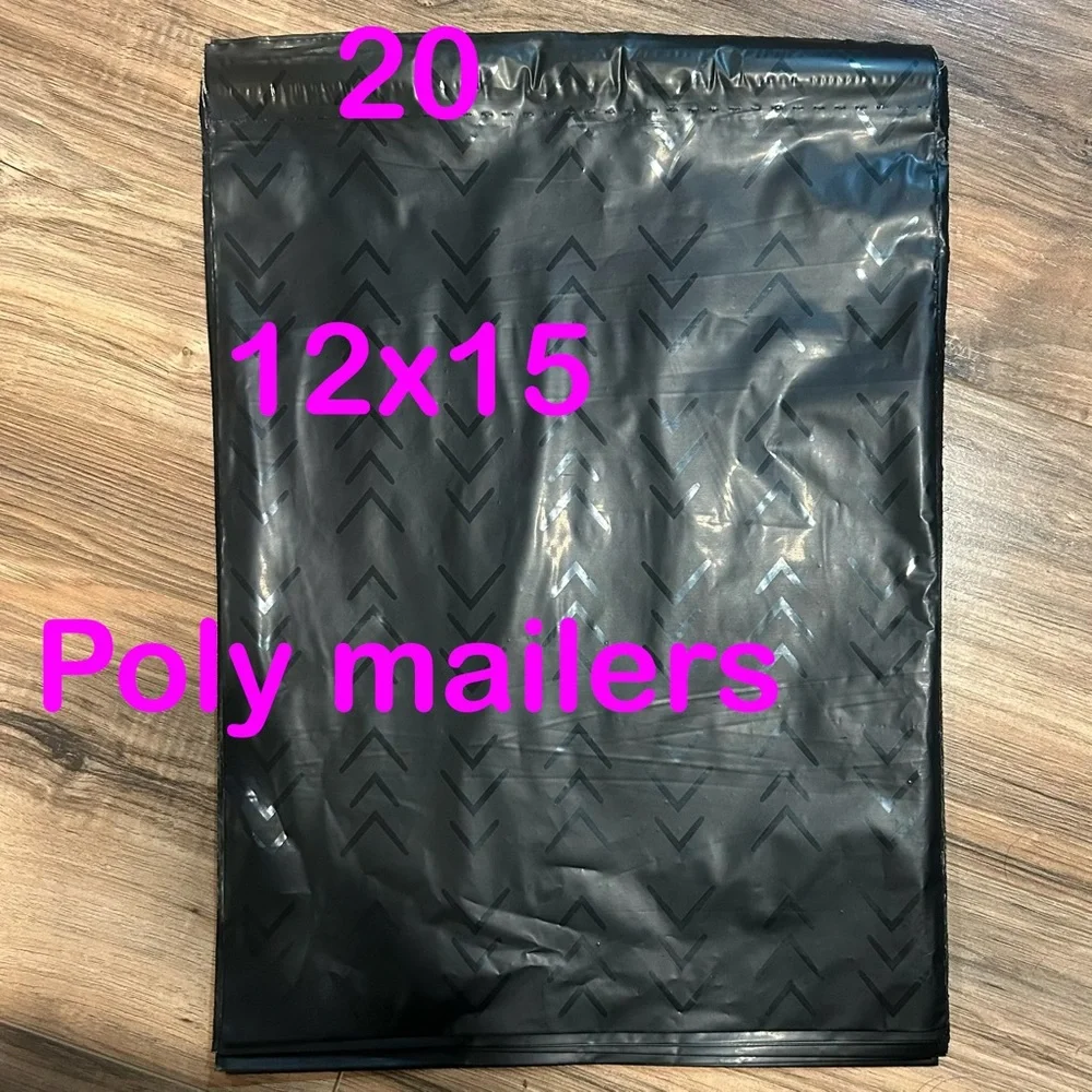 12”X15” Black Self-Seal Poly Mailers - Pack of 20